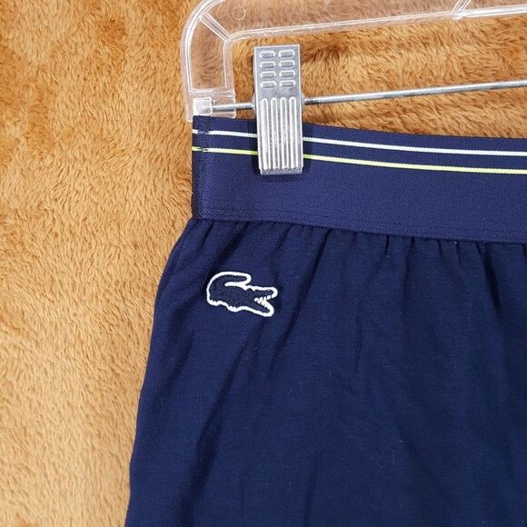 LACOSTE Sleep Shorts Mens Small Blue Cotton Stretch Logo Waist Band Lounge - Picture 2 of 7